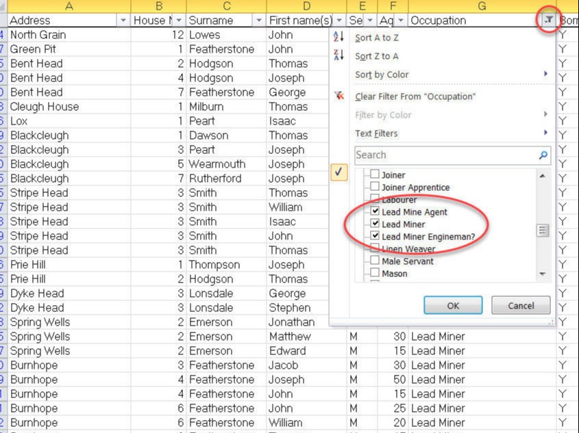 Family History Census Search Results Occupation Filter