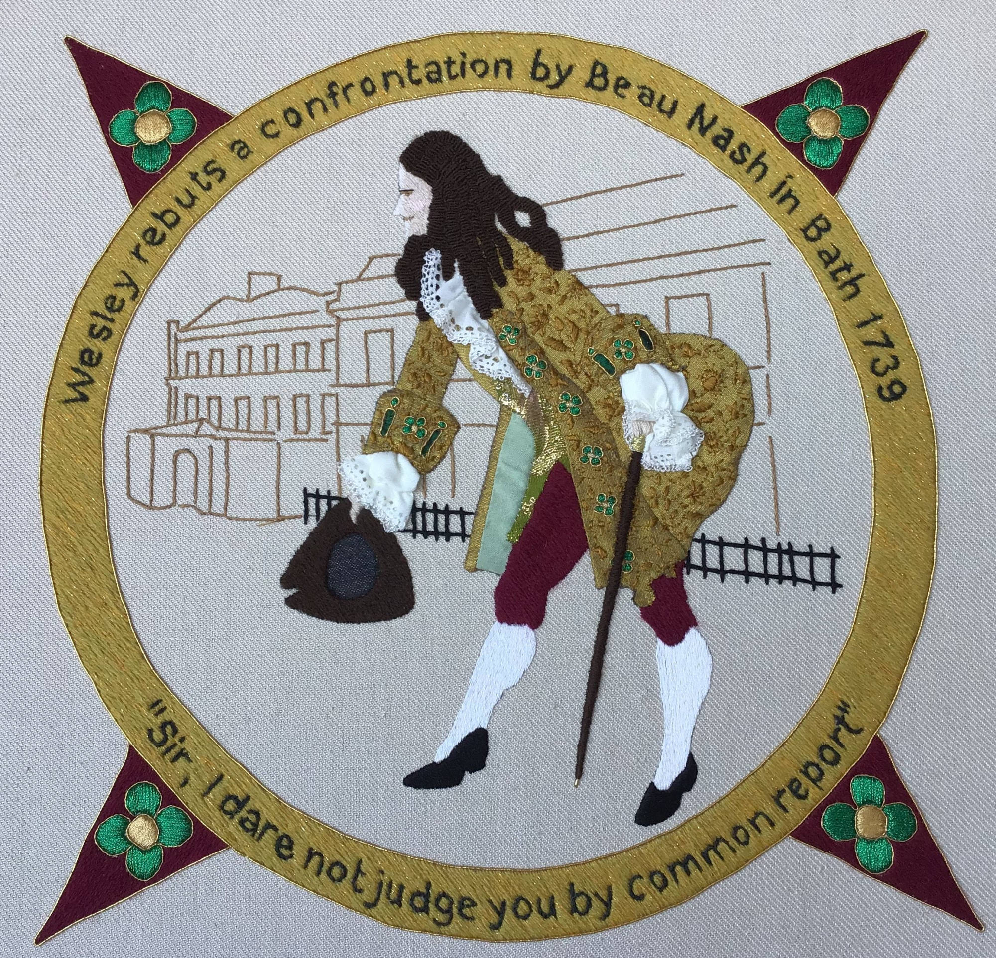 Maureen carefully researched Beau Nash's costume and replicated a frock coat from the correct era